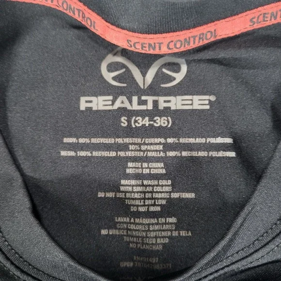 Realtree Long Sleeve Performance Hunting Tee Shirt Mens Small Black, Camo UPF 30 - Picture 11 of 16